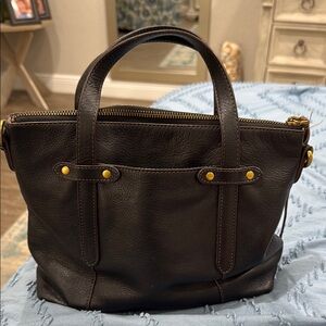 Fossil Black Leather Tote Bag